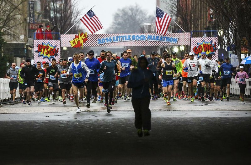 Runners at the start of the 2014 Little Rock Marathon.