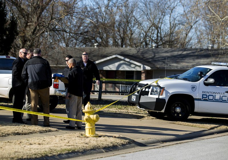 NWA Democrat-Gazette/JASON IVESTER Bentonville Police investigate a possible shooting Thursday at 2500 SE Fourth Street.