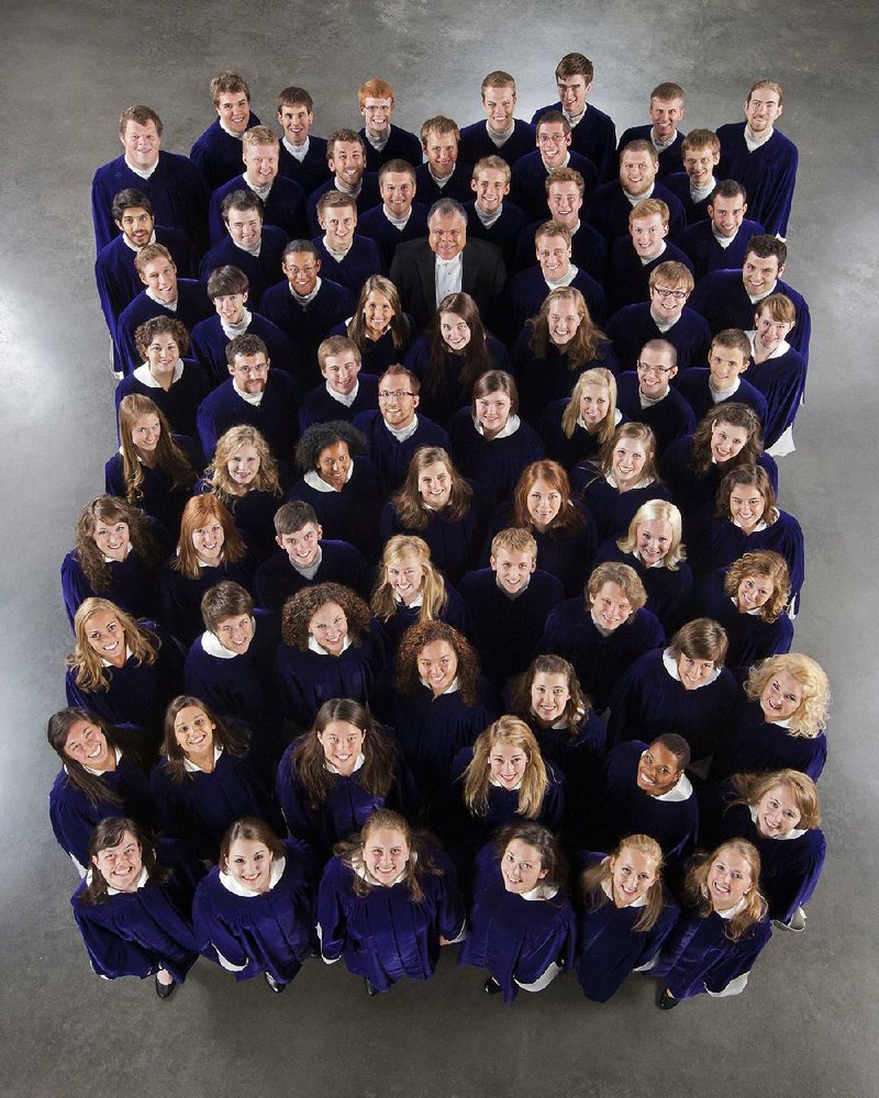 The St. Olaf Choir performs Wednesday at Little Rock’s Pulaski Heights United Methodist Church. 
