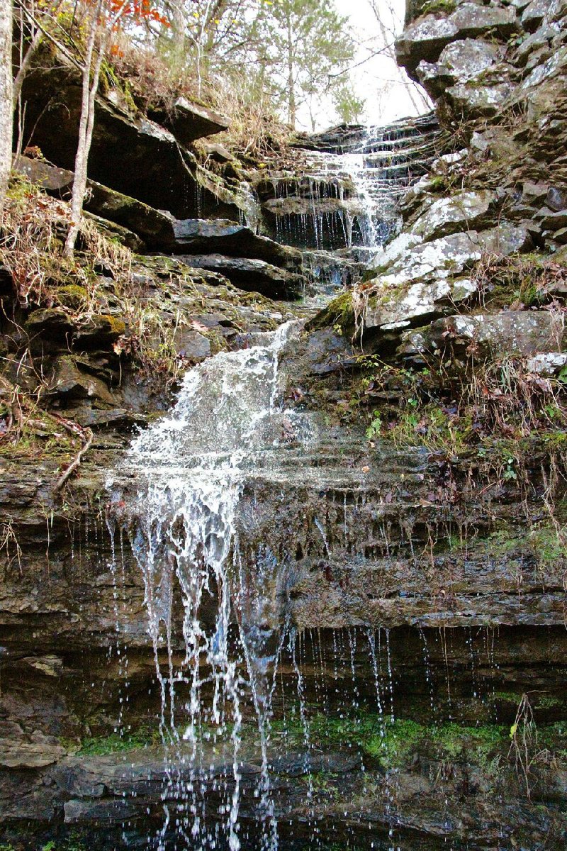 This 56-foot waterfall is one of two on the Devil’s Den Trail. 