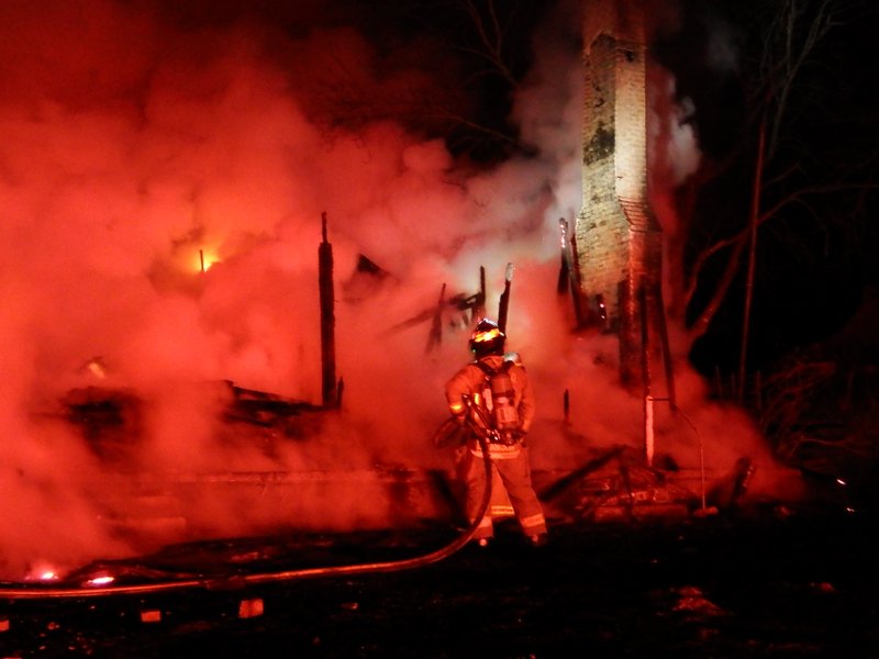 A house burned early Wednesday morning near Pea Ridge.