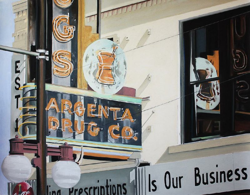 Argenta Drug is on display in “Sign, Sign,” a display of new works by Arkansas artist Dennis McCann at Boswell Mourot Fine Art, 5815 Kavanaugh Blvd., Little Rock. The exhibit continues through Feb. 27. Hours are 11 a.m.-6 p.m. Tuesday-Friday and 11 a.m.-3 p.m. Saturday and admission is free. Call (501) 664-0030.
