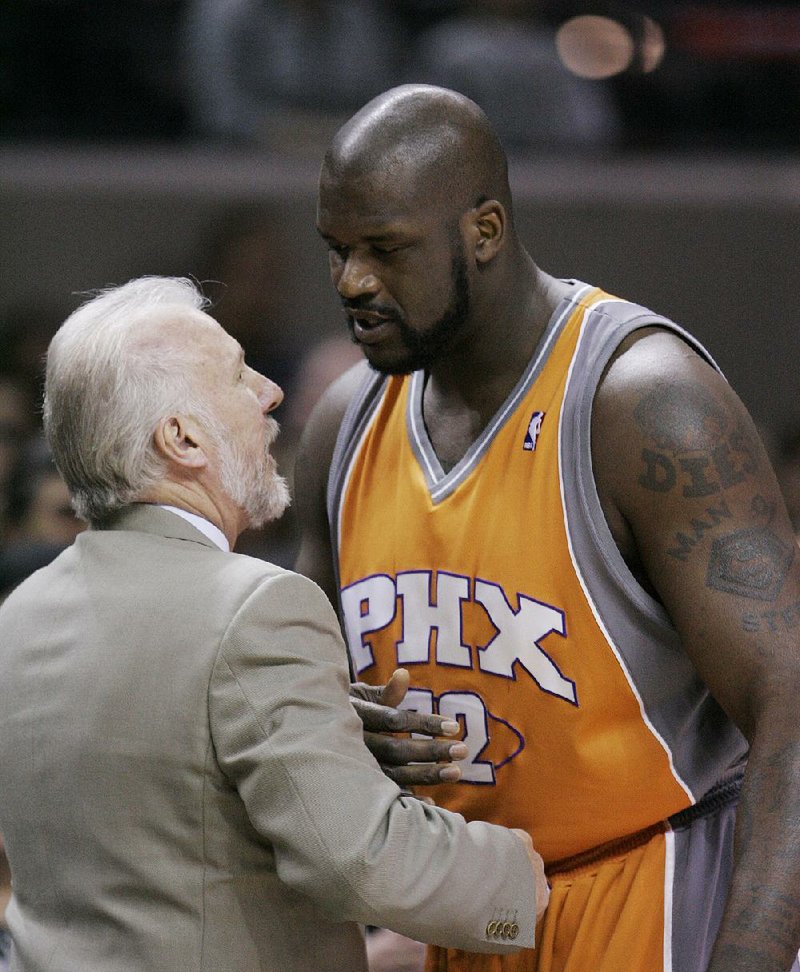 Shaquille O’Neal (right), shown while with the Phoenix Suns in 2008, was the namesake of Hack-a-Shaq, the tactic of fouling bad free-throw shooters in order to send them to the line and slow their team’s offense. It has raised the ire of everyone from booing fans to NBA Commissioner Adam Silver himself and will likely be something the league tries to curb in the coming months.