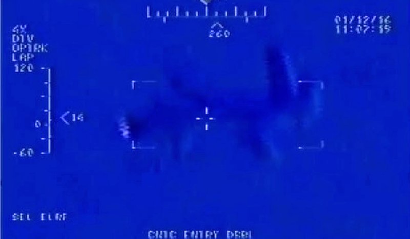 This Jan. 12, 2016, still image taken from video made available by the U.S. Navy shows Iranian drone "Shaheed" as it flies over the USS Harry S. Truman. That is according to an internal U.S. Navy report on the Jan. 12 incident obtained Wednesday by The Associated Press through a Freedom of Information Act request. The Iranian drone was the first to conduct an overflight of an American carrier since 2014. 