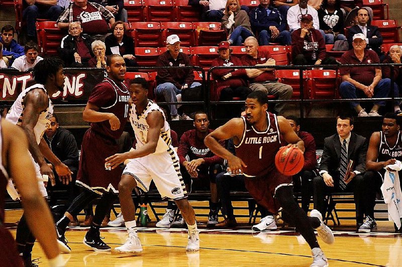 UALR guard Jalen Jackson finished with 12 points and 3 steals in 19 minutes of the Trojans’ 86-82 loss to Louisiana-Monroe on Thursday at the Fant-Ewing Coliseum in Monroe, La.