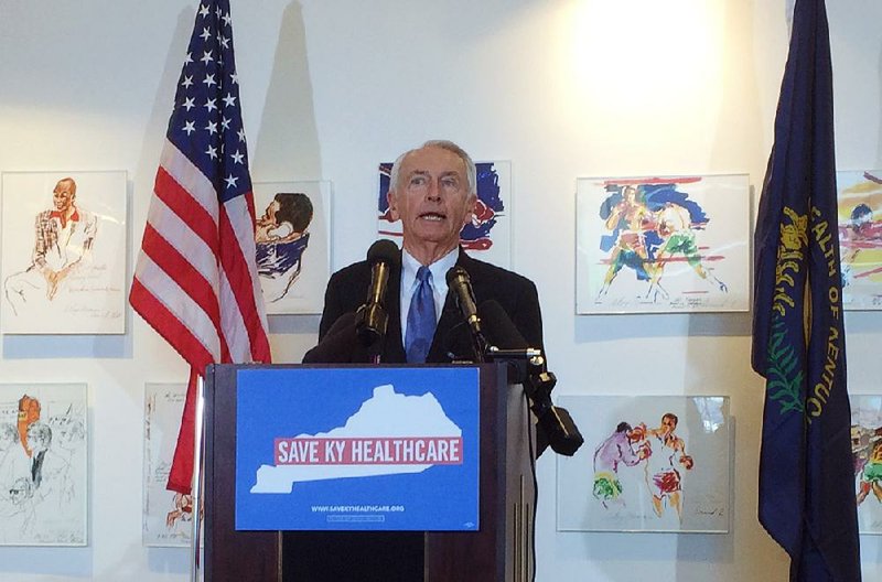 Former Kentucky Democratic Gov. Steve Beshear announces Thursday in Louisville the creation of a tax-exempt social-welfare organization to fight Republican Gov. Matt Bevin’s proposed health care changes. 