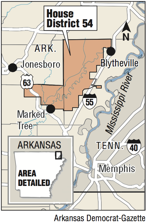 A map showing the location of House District 54.