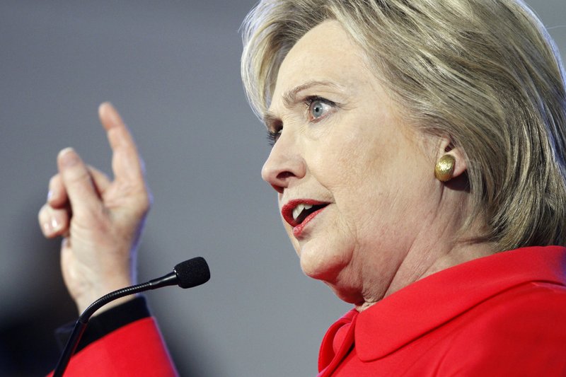 Democratic presidential candidate Hillary Clinton speaks during a town hall meeting at Denmark Olar Elementary School in Denmark, S.C., Friday Feb. 12, 2016.