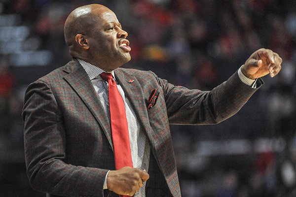 Arkansas head coach Mike Anderson reacts against Mississippi during an NCAA college basketball game on Saturday, Feb. 13, 2016, in Oxford, Miss. (Bruce Newman /The Oxford Eagle via AP) Arkansas head coach Mike Anderson reacts against Mississippi during an NCAA college basketball game on Saturday, Feb. 13, 2016, in Oxford, Miss. (Bruce Newman /The Oxford Eagle via AP)