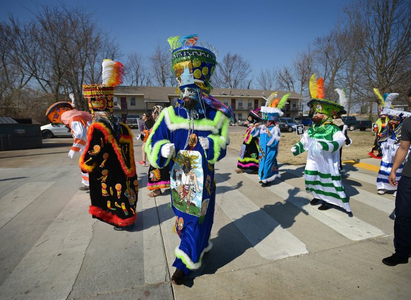 Dancers with Comparza Morelenses Unidos En Arkansas, a Mexican folk dance group from Springdale, perform Saturday during the second annual Peace Walk in Springdale.