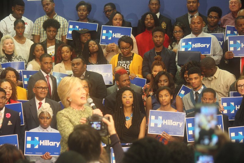 Former Arkansas First Lady Hillary Clinton presented herself as a non-single issue candidate during a rally at the University of Arkansas-Pine Bluff Sunday. 