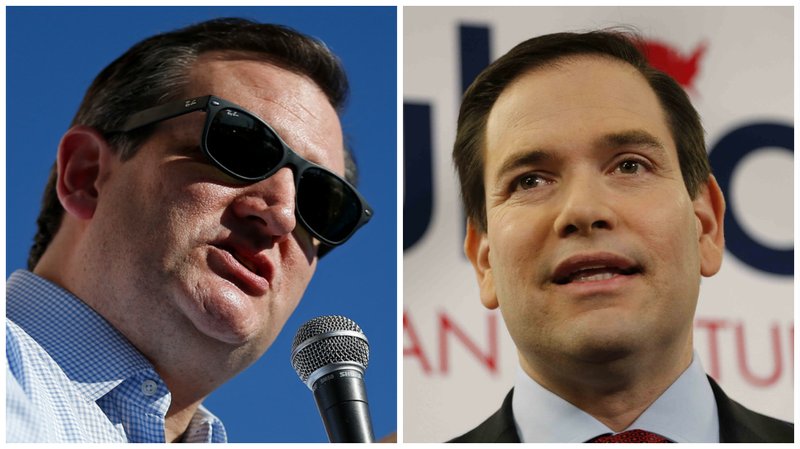 Sens. Ted Cruz, left, and Marco Rubio. Photos by The Associated Press