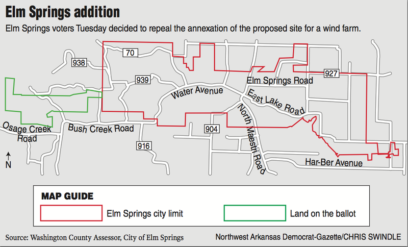 A map showing the Elm Springs addition.