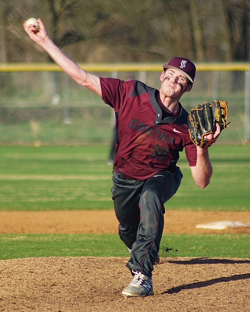 Tanner Shipp throws a pitch against Siloam Springs on Monday. Shipp pitched three innings in the game on March 14.