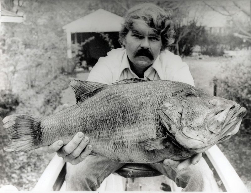 Aaron Mardis of Memphis, Tenn., poses with the 16-pound, 4-ounce Florida-strain largemouth from 
Mallard Lake that has kept his name in the record book for 40 years now.