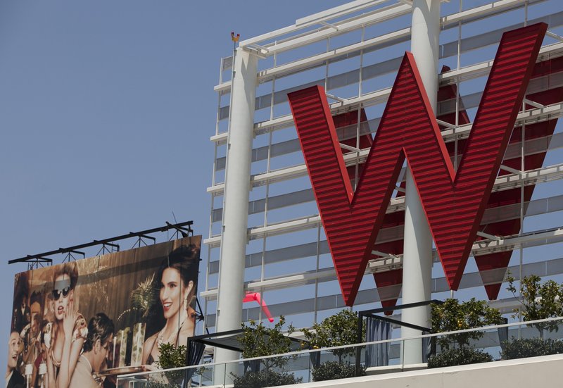 A Tuesday, July 17, 2012 file photo, shows Starwood Hotels W Hollywood hotel logo in Los Angeles.  