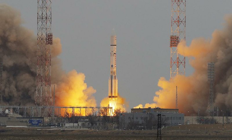 A Russian rocket carrying the European Space Agency’s ExoMars orbiter and lander lifts off Monday from the Baikonur space complex in Kazakhstan.