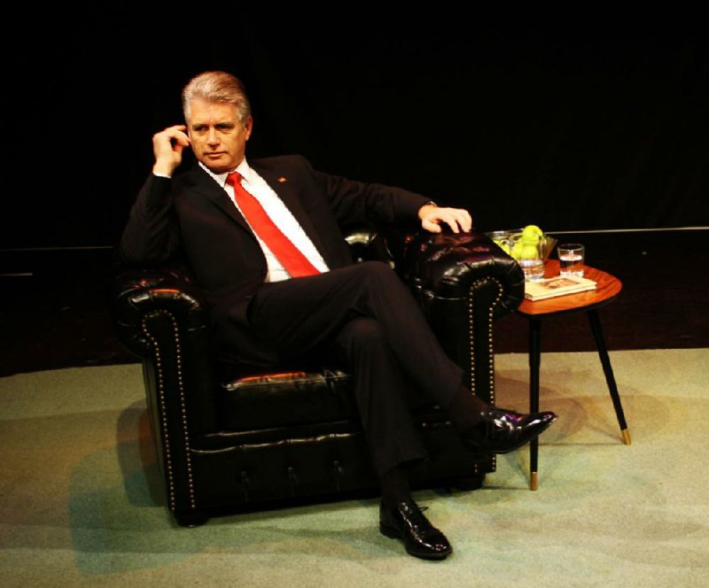 Bob Paisley stars as Bill Clinton in the one-man show Bill Clinton Hercules at the Arkansas Repertory Theatre Annex Black Box Theatre.
