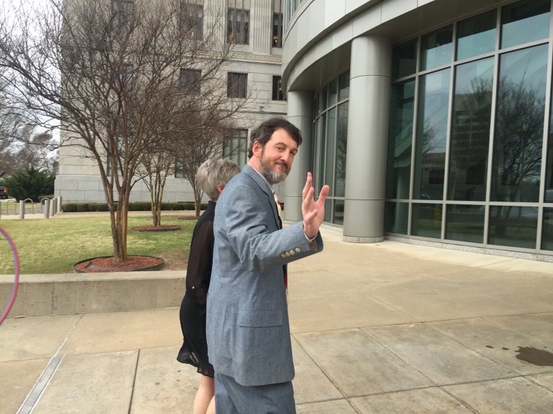 Former Arkansas judge Michael Maggio walks into U.S. District Court in Little Rock Thursday before his sentencing hearing. 