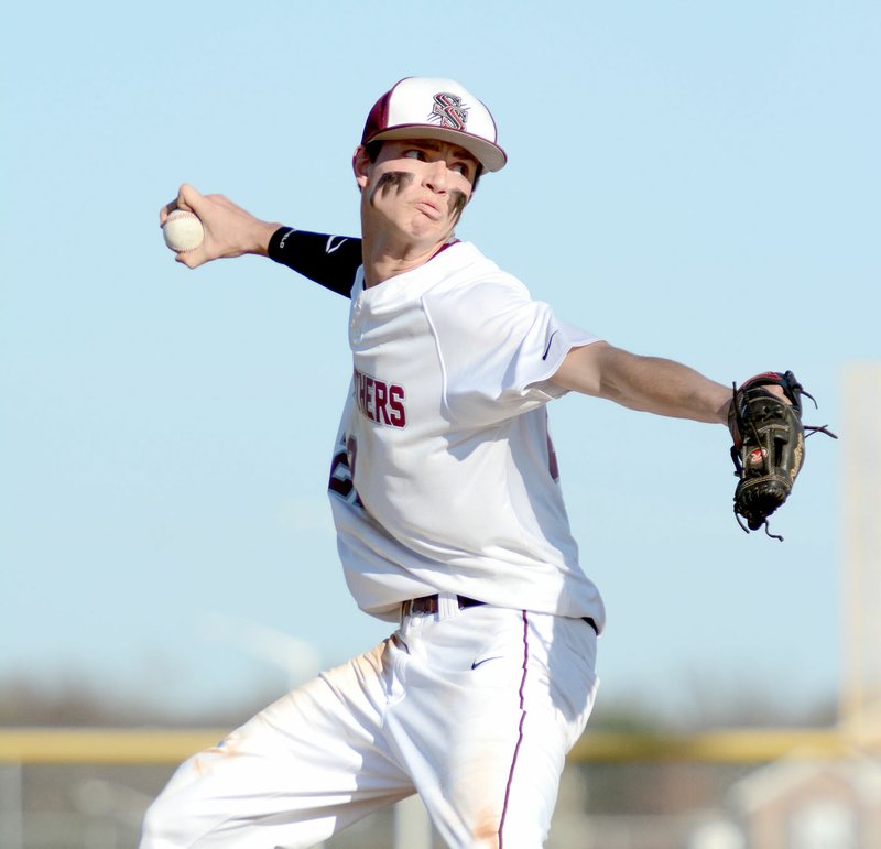 Bud Sullins/Special to Siloam Sunday Siloam Springs junior Chandler Cook, seen here March 14 at Gentry, pitched a one-hitter on March 22 at Memphis (Tenn.) University School in a 5-0 Siloam Springs victory. The Panthers went 2-2 in the Best of the West tournament held in the Memphis area.