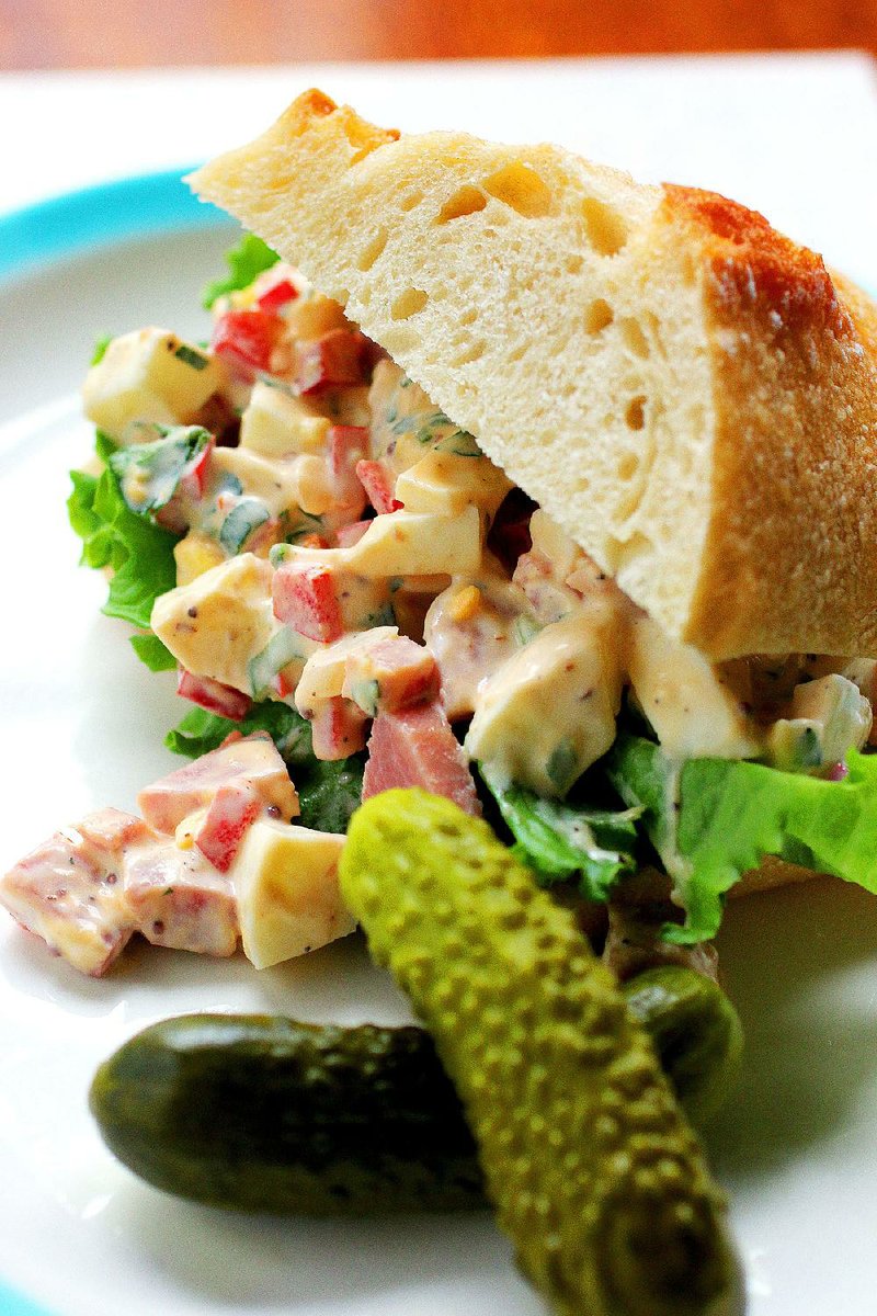Ham and Egg Salad made with leftover Easter ham makes an excellent sandwich filling.