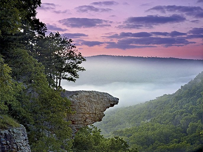 “Hawksbill Crag” by Ed Cooley showcases the artist’s love for his home region of Northwest Arkansas. Cooley travels all over the world to find the perfect shots of beautiful and dramatic scenery. Guests at A Night on the Fringe will enjoy a private showing from gallery director Chelsea Smith on Thursday.