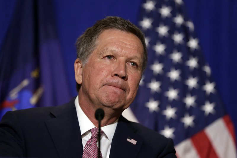 Republican presidential candidate, Ohio Gov. John Kasich listens to questions during a news conference in New York, Thursday, March 31, 2016. 