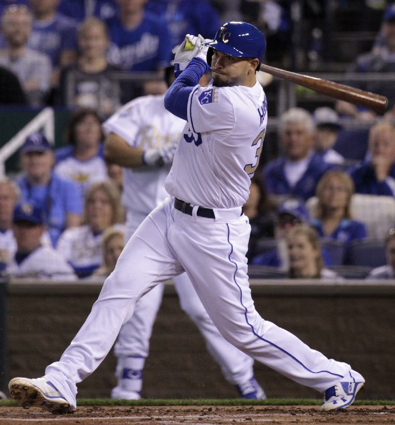 Kansas City first baseman Eric Hosmer went 3 for 4 and drove in a run to push the Royals past the visiting New York Mets 4-3 in their season opener Sunday at Kauffman Stadium.