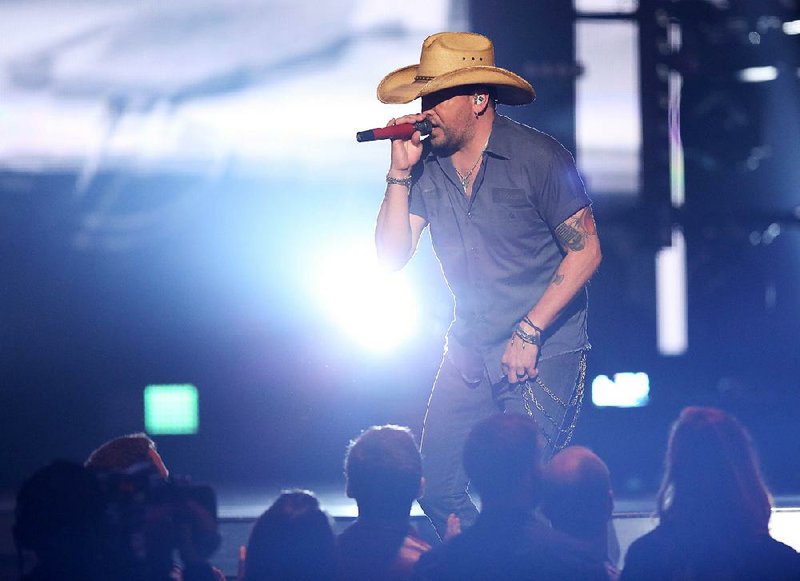 Jason Aldean performs “Lights Come On” at the 51st annual Academy of Country Music Awards on Sunday at the MGM Grand Garden Arena in Las Vegas.