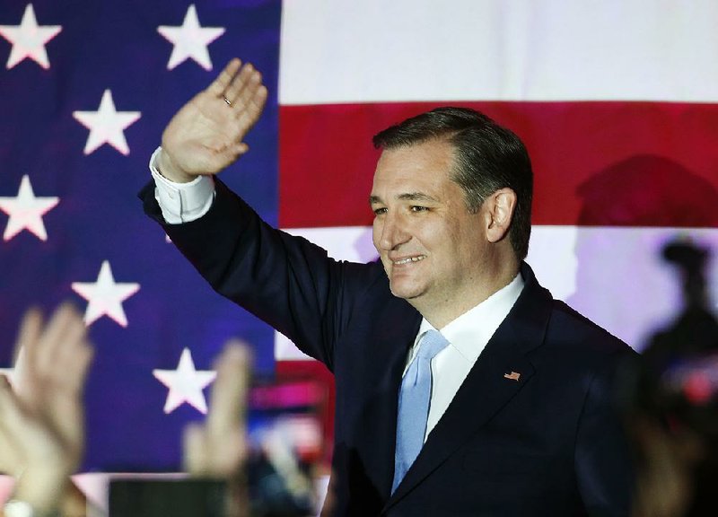 Ted Cruz greets supporters Tuesday night at a rally in Milwaukee where he called his victory in the Wisconsin Republican presidential primary a turning point in the race. 