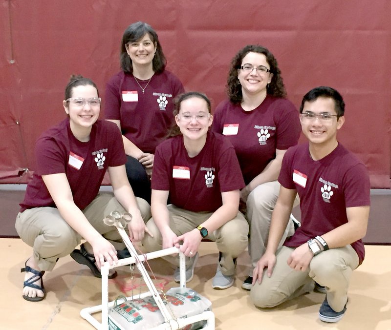 Photo submitted A team from Siloam Springs High School recently competed at the Arkansas State Technology Student Association Conference at University of Arkansas in Little Rock and won first place in problem solving which qualified them to compete at the National TSA Conference, to be held June 28 through July 2 in Nashville, Tenn. Pictured are, from left, is student Allie Bowman, sponsor Becky Nokes, student Caroline Dinger, sponsor Jennifer King and student Chris Phu.