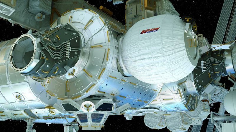 This image provided by Bigelow Aerospace shows an illustration of the Bigelow Expandable Activity Module (center right) attached to the International Space Station.