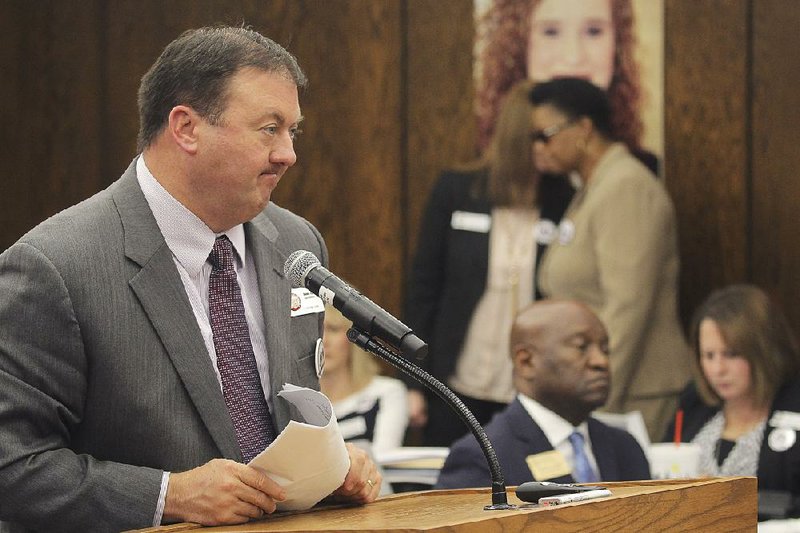 Hope Public School Superintendent Bobby Hart reacts in disappointment Thursday in Little Rock as the state Board of Education denies an appeal of the academic-distress designation for Hope High School.
