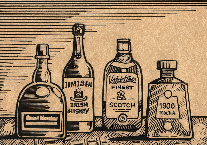 Arkansas Democrat-Gazette liquor illustration.