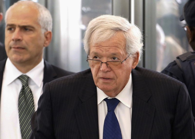 In this June 9, 2015 file photo, former U.S. House Speaker Dennis Hastert arrives at the federal courthouse in Chicago for his arraignment on federal charges in his hush-money case in Chicago. 