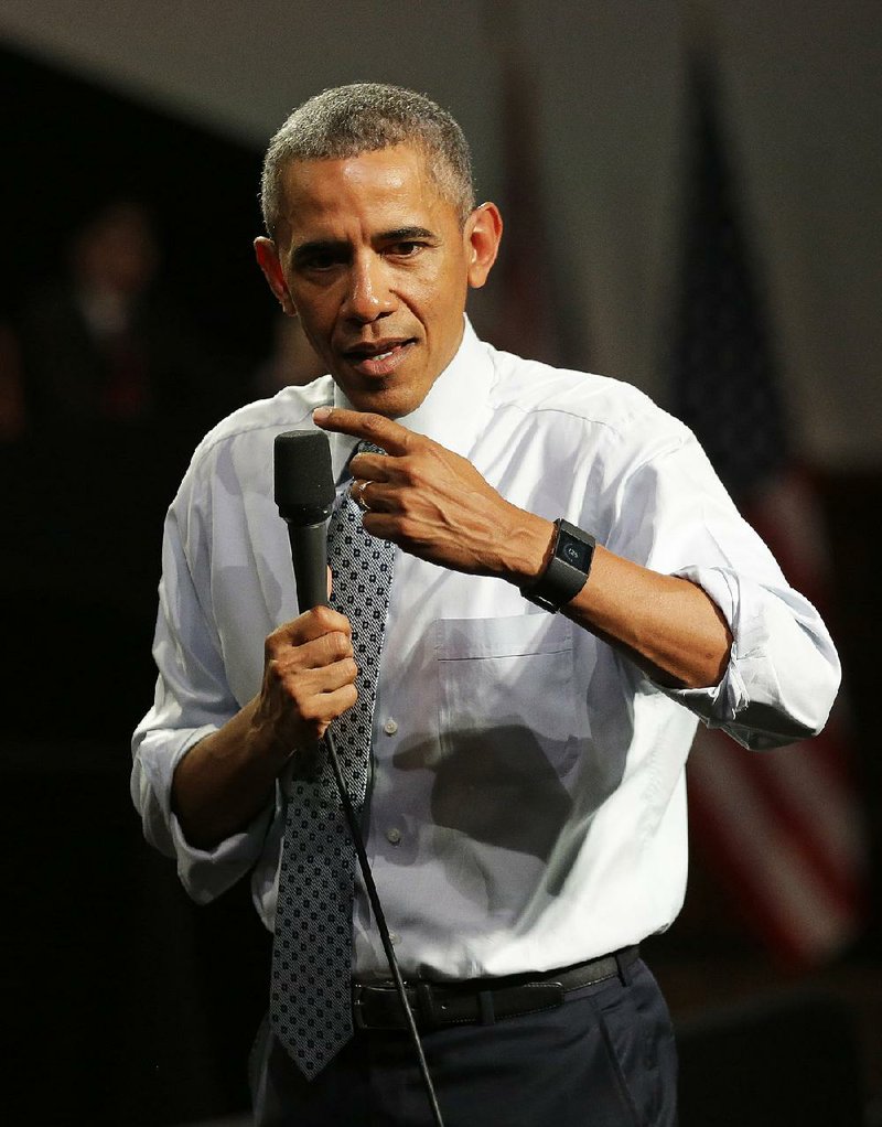 President Barack Obama addresses a group of youth leaders Saturday at the Royal Horticultural Society in London.