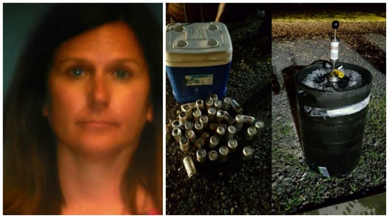 Marcie Duncan, 48, of Cabot (left) was arrested after Lonoke County sheriff's office deputies say they found several empty alcohol containers and a full-sized keg Sunday at an after-prom party on property owned by the Sherwood elementary school teacher. (Photos courtesy of the Lonoke County sheriff's office)

