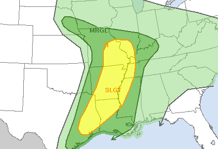 A large part of Arkansas is under a slight risk for severe storms Wednesday.