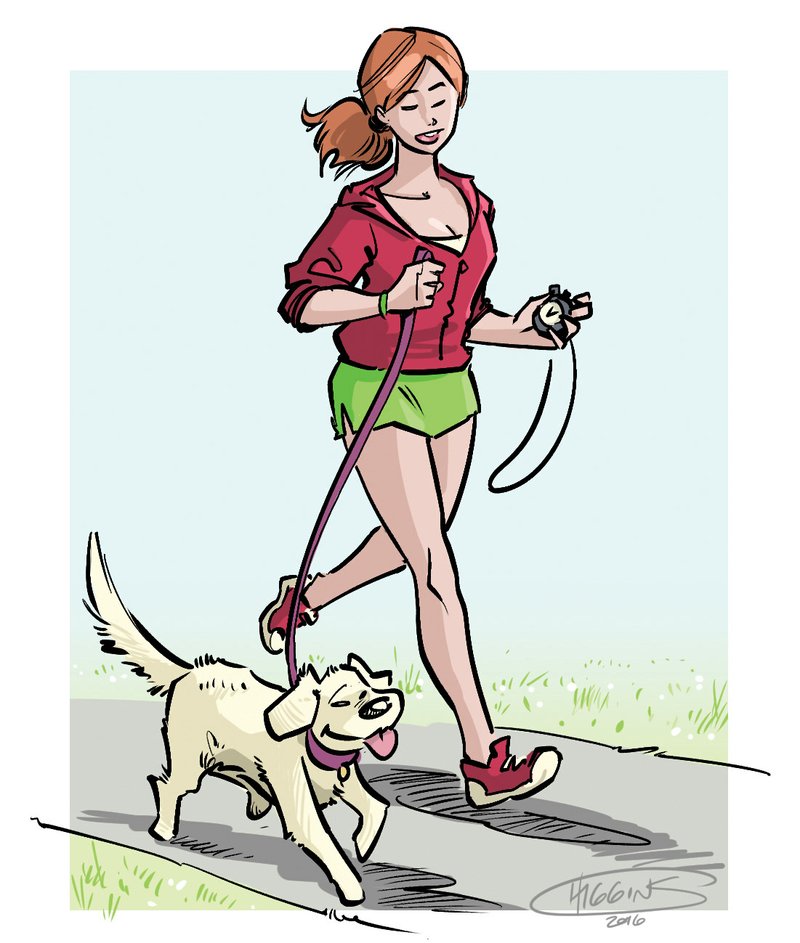 Arkansas Democrat-Gazette dog walking illustration.