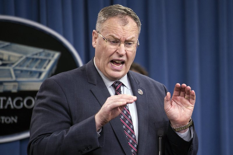 In this Oct. 1, 2014, file photo, Deputy Secretary of Defense Robert Work speaks at the Pentagon.  