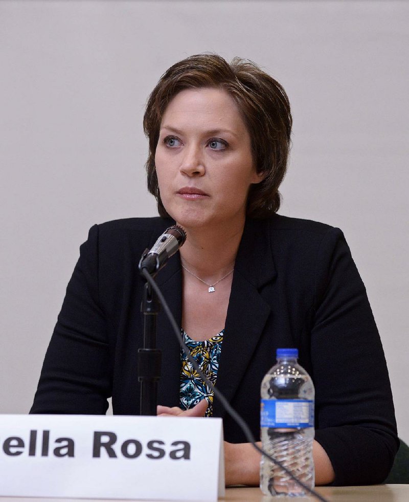 State Rep. Jana Della Rosa responds to a question on Thursday Feb. 25, 2016 as candidates for the Arkansas House of Representatives district 90 Republican nomination take part in a forum hosted by the Republican Women of Bentonville at Northwest Arkansas Community College in Bentonville. 