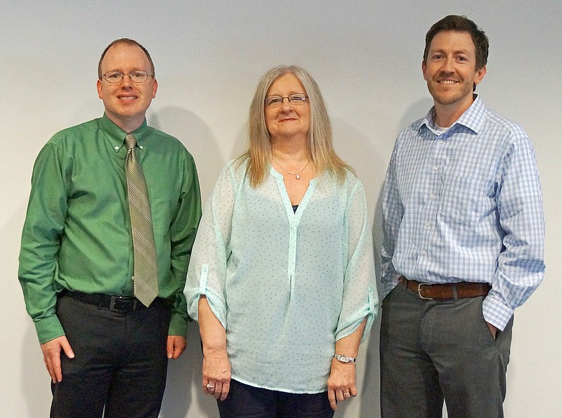 RITA GREENE MCDONALD COUNTY PRESS Leaders of the new Certified Medical Assisting Program at the Crowder McDonald County and Webb City campuses which begins this fall. Left to right: Dr. Adam Morris, Associate Vice President, Office of Academic Affairs at the Crowder Neosho campus; Debbie Kennedy RN, MSN, Allied Health Programs Division Chair at the Neosho campus and founder of the Program; and Aaron Divine, McDonald County Campus Director.