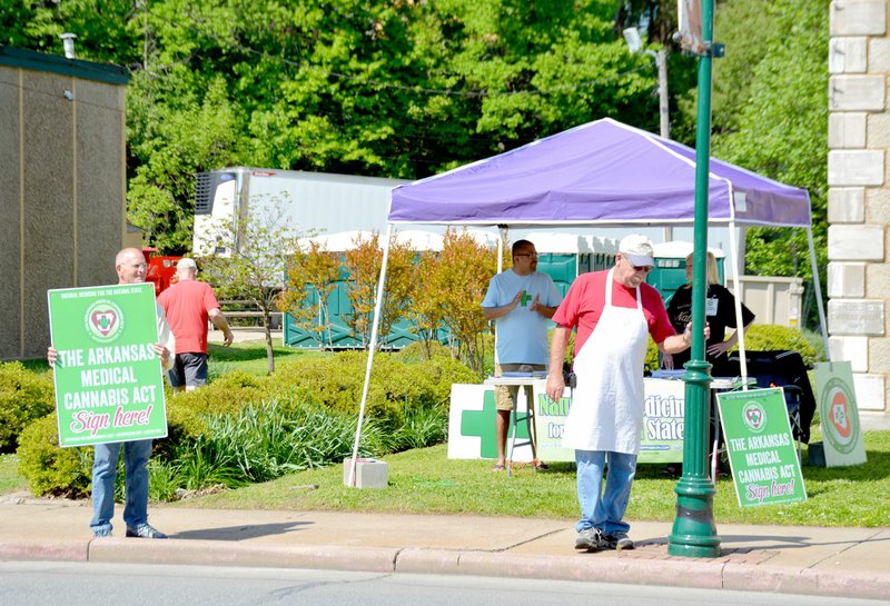 Janelle Jessen/Herald-Leader Arkansans for Compassionate Care collected 900 signatures during the Dogwood Festival on a petition to include the Arkansas Medical Cannabis Act on the November ballot, according to Ryan Denham, Deputy Director of the organization. Statewide the group has collected more than 80,000 signatures. A total of 68,000 signatures from verified registered voters are needed to get the measure on the ballot. The organization has set a goal of collecting twice the needed amount to make sure they get the required amount of verifiable signatures, Denham said. The measure lost during the 2012 election by a 2 percent margin and Denham said he is confident it has a good chance of passing this year.