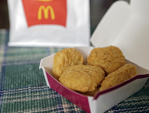 In this March 4, 2015 file photo, an order of McDonald's Chicken McNuggets is displayed for a photo in Olmsted Falls, Ohio.