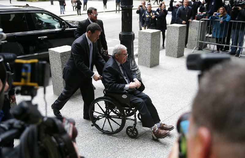 Former House Speaker Dennis Hastert arrives Wednesday at the federal courthouse in Chicago to receive his sentence for banking violations to which he pleaded guilty last year. 