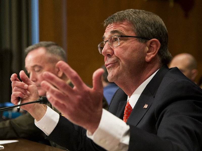 Defense Secretary Ashton Carter testifies Wednesday to a Senate panel, where he said a proposal to cut $18 billion in war-fighting funds is “another road to nowhere,” likely leading to more gridlock on Capitol Hill.
