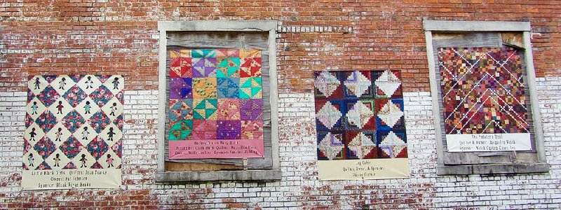 These reproductions are among the more than 50 images on the Quilt Trail in downtown Pocahontas. 