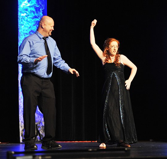 The Sentinel-Record/Mara Kuhn William Wagner and Holly Mitchell dance to "I Had The Time of My Life" during First Step's Got Talent 2016 at Horner Hall in the Hot Springs Convention Center on Tuesday.