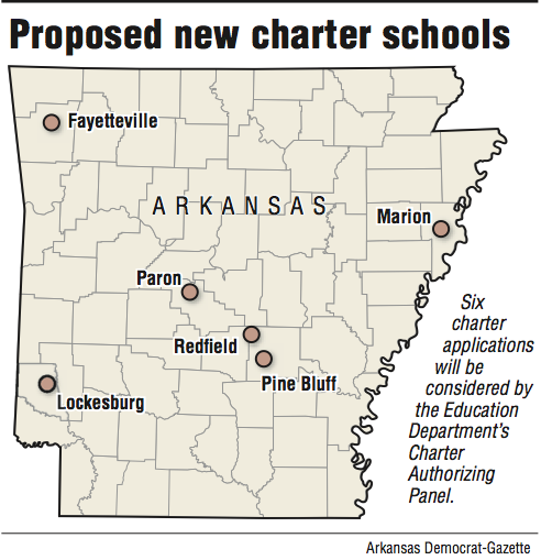 Map showing location for Proposed new charter schools.