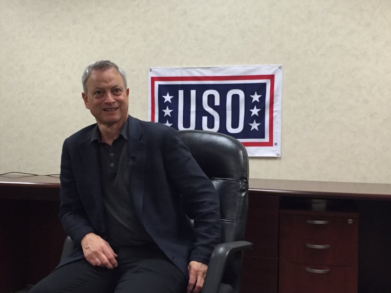 Gary Sinise speaks at the Little Rock Air Force Base on Friday, April 29, 2016.